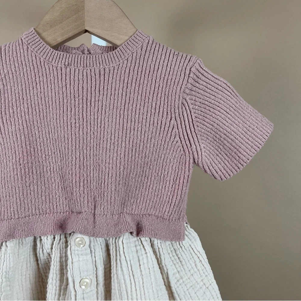 Zara 12-18 Months Sweater Skirt Dress Boho Minimalist Gauzey Mauve